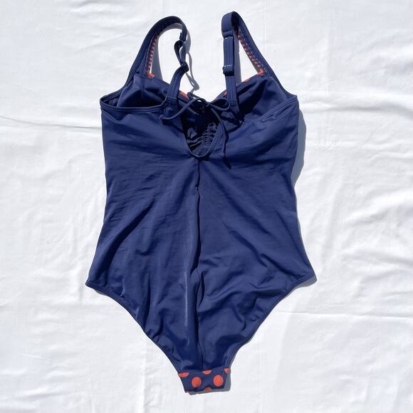 Amoena Alabama One Piece Mastectomy Swimsuit 12B Polka Dot Navy Blue Red 12 - Picture 3 of 4